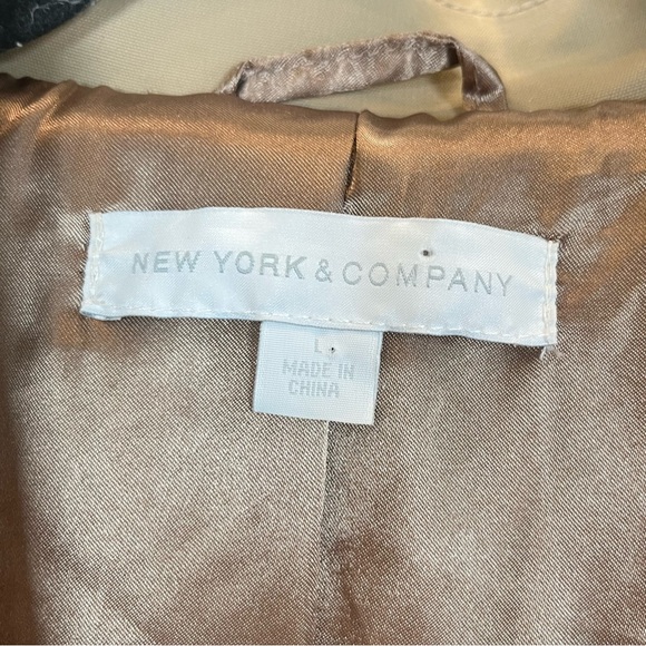 New York & Company Double-Breasted Belted Trench Coat in Tan size Large - Picture 11 of 12